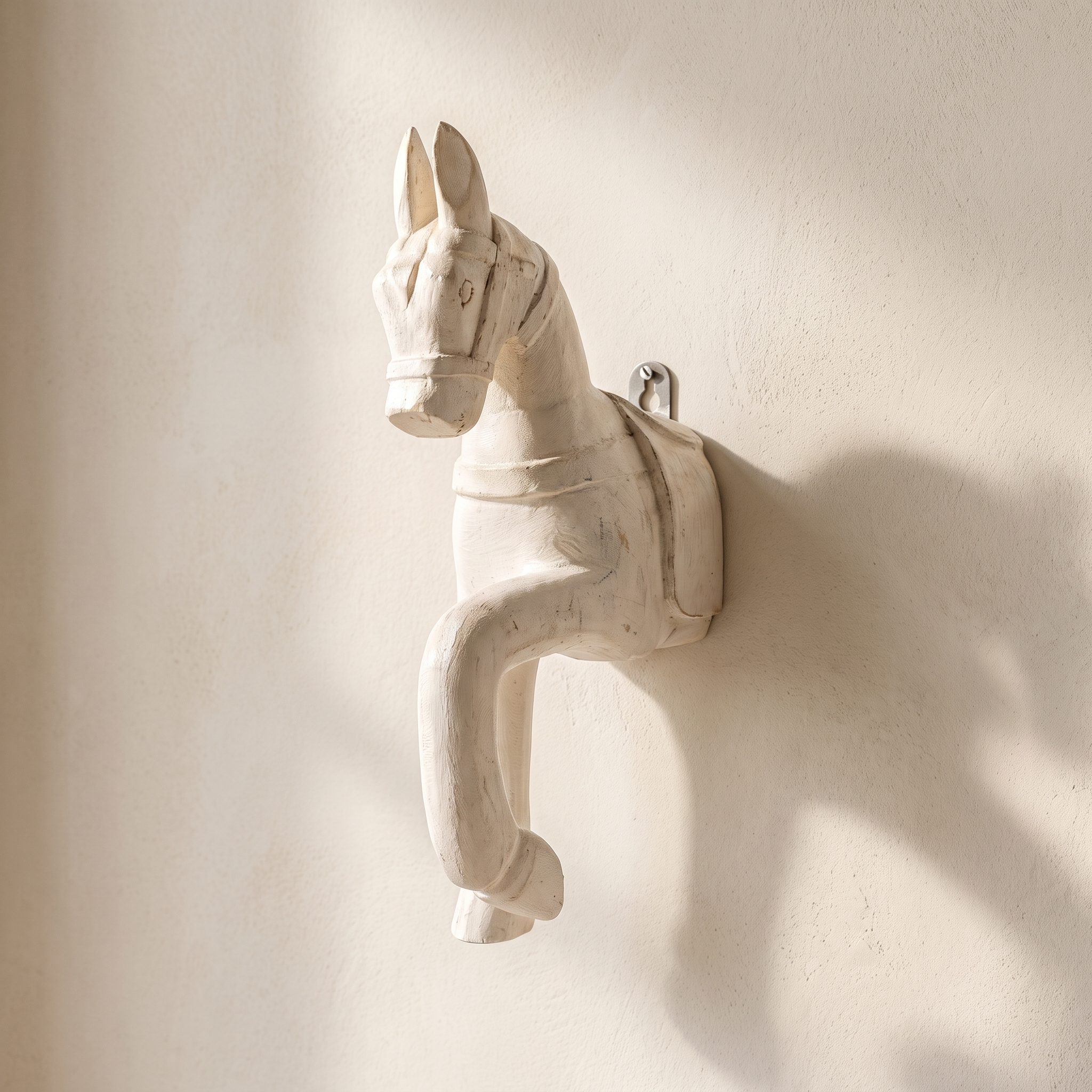 Wooden Horse Wall Hanging | White | 13.5x6x3.5 inch