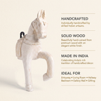 Wooden Horse Wall Hanging | White | 13.5x6x3.5 inch