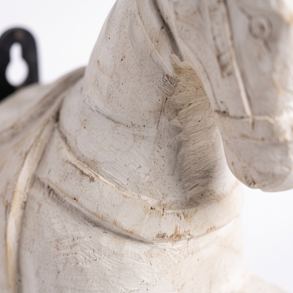 Wooden Horse Wall Hanging | White | 13.5x6x3.5 inch