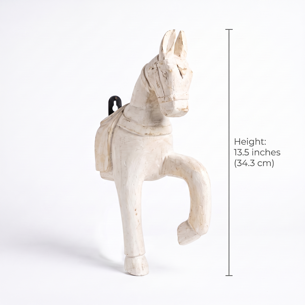 Wooden Horse Wall Hanging | White | 13.5x6x3.5 inch