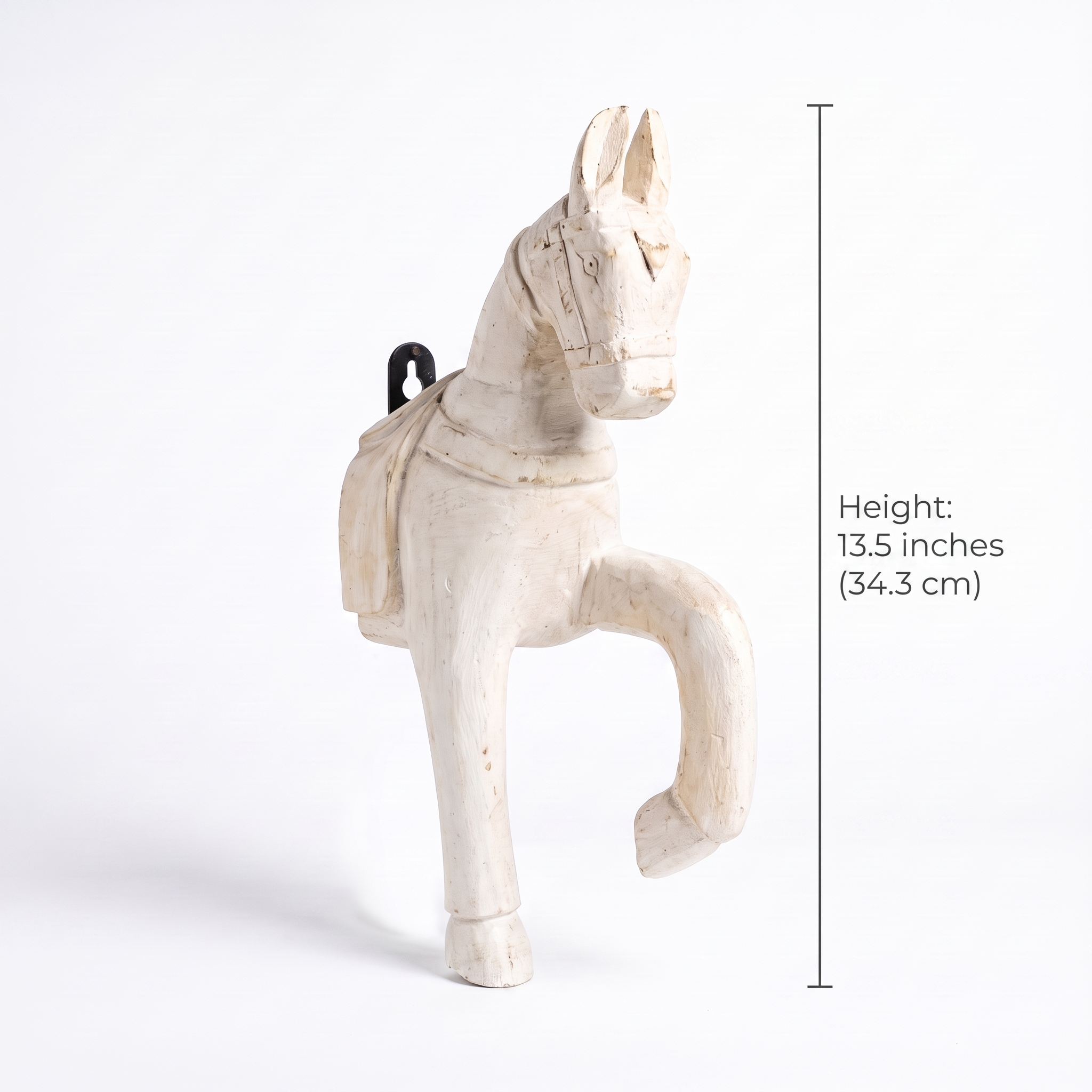 Wooden Horse Wall Hanging | White | 13.5x6x3.5 inch