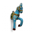 Wooden Horse Wall Hanging | Handpainted Blue | 13.5x6x3.5 inch