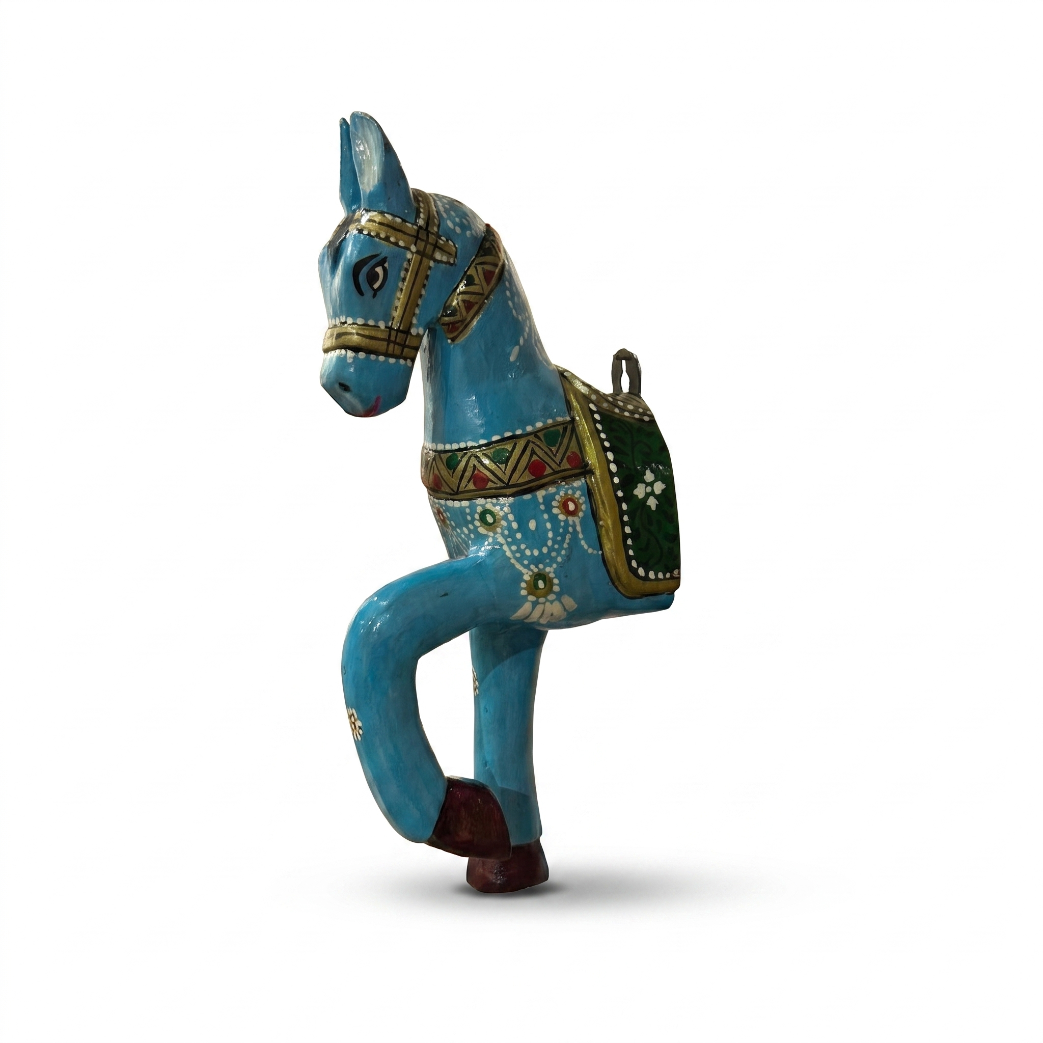 Wooden Horse Wall Hanging | Handpainted Blue | 13.5x6x3.5 inch