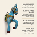 Wooden Horse Wall Hanging | Handpainted Blue | 13.5x6x3.5 inch