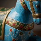 Wooden Horse Wall Hanging | Handpainted Blue | 13.5x6x3.5 inch