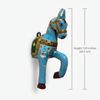 Wooden Horse Wall Hanging | Handpainted Blue | 13.5x6x3.5 inch