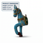 Wooden Horse Wall Hanging | Handpainted Blue | 13.5x6x3.5 inch