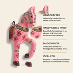 Wooden Horse Wall Hanging | Handpainted Pink | 13.5x6x3.5 inch