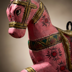 Wooden Horse Wall Hanging | Handpainted Pink | 13.5x6x3.5 inch