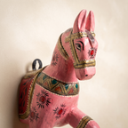 Wooden Horse Wall Hanging | Handpainted Pink | 13.5x6x3.5 inch