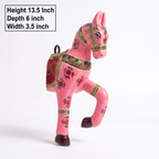 Wooden Horse Wall Hanging | Handpainted Pink | 13.5x6x3.5 inch