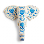 Handpainted Wooden Elephant Wall Decor | White | 11 Inch