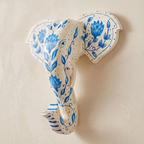 Handpainted Wooden Elephant Wall Decor | White | 11 Inch