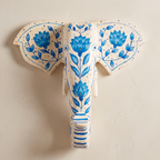Handpainted Wooden Elephant Wall Decor | White | 11 Inch