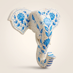 Handpainted Wooden Elephant Wall Decor | White | 11 Inch