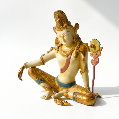 Brass Indra Dev | White Finish |11x11x6 Inch