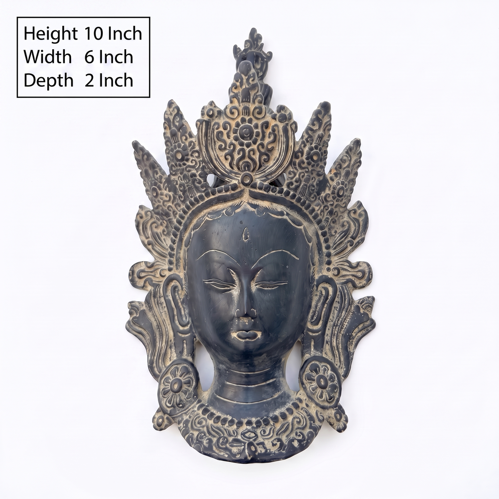 Brass Tara Devi Wall Mask | 10x6x2 inch