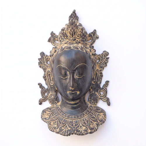 Brass Tara Devi Wall Mask | 10.5x6.5x3 inch