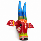 Handpainted Wooden Nandi/Cow Wall Decor | Red | 8x7x2 Inches