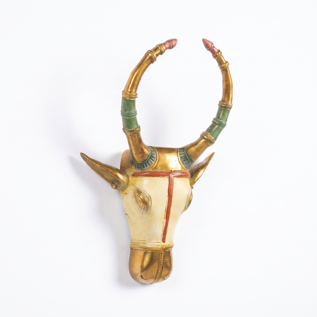 Brass Nandi Wall Decor | White | 9.5x6x2 Inch