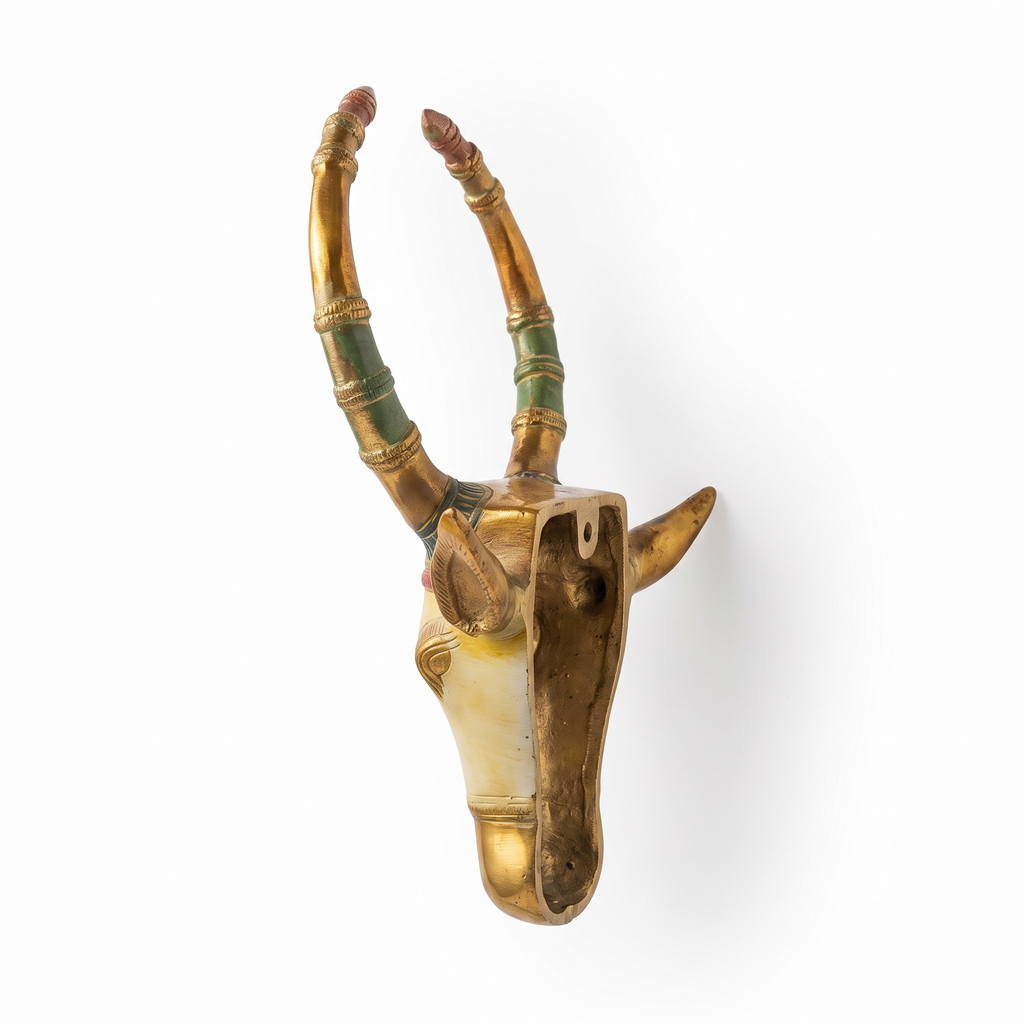 Brass Nandi Wall Decor | White | 9.5x6x2 Inch