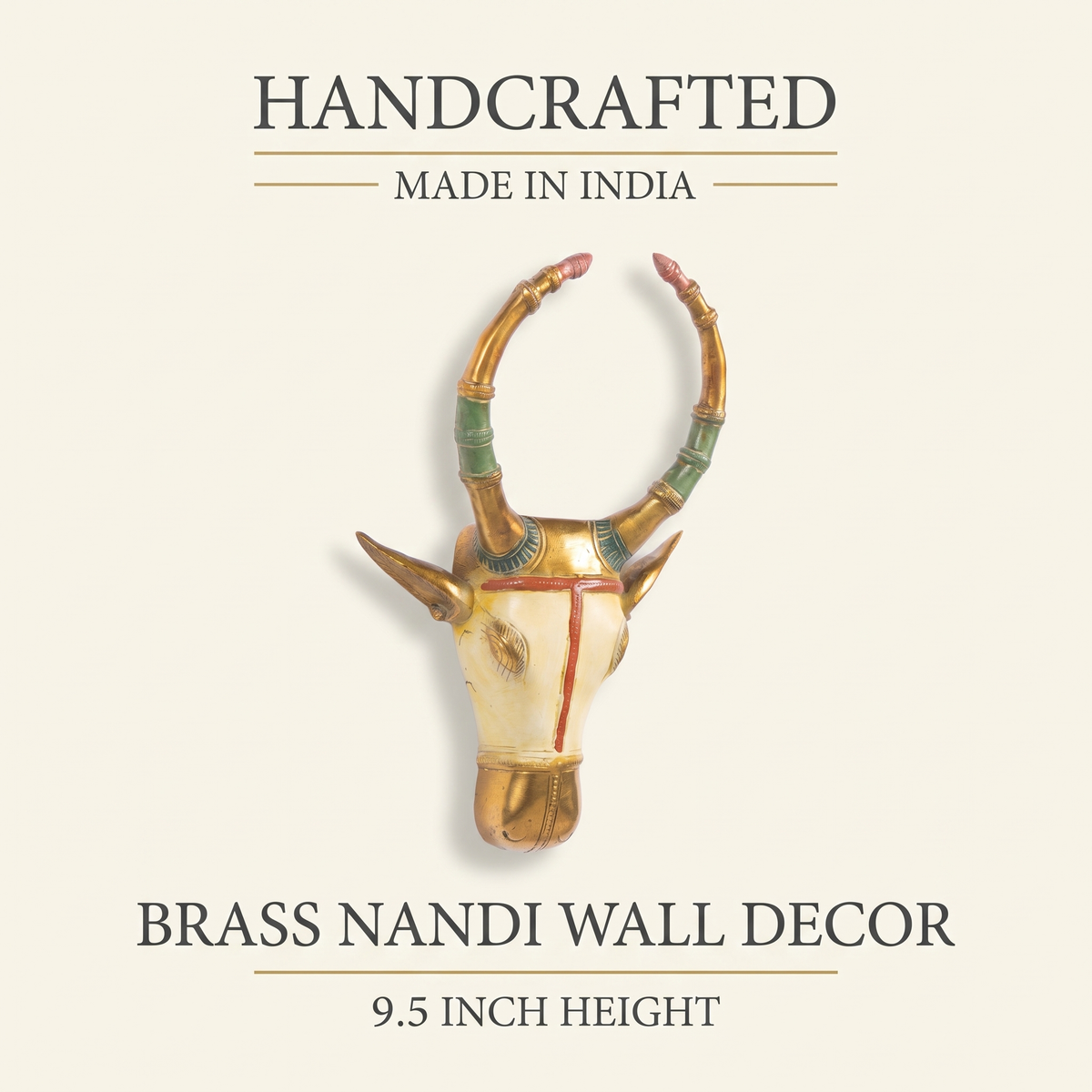 Brass Nandi Wall Decor | White | 9.5x6x2 Inch