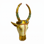 Brass Nandi Wall Decor | White | 9.5x6x2 Inch