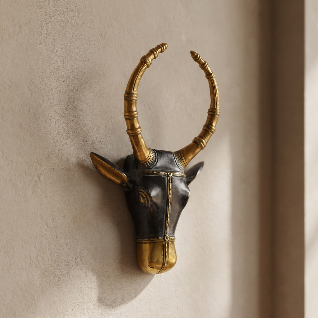 Brass Nandi Wall Decor | Black | 9.5x6x2 Inch