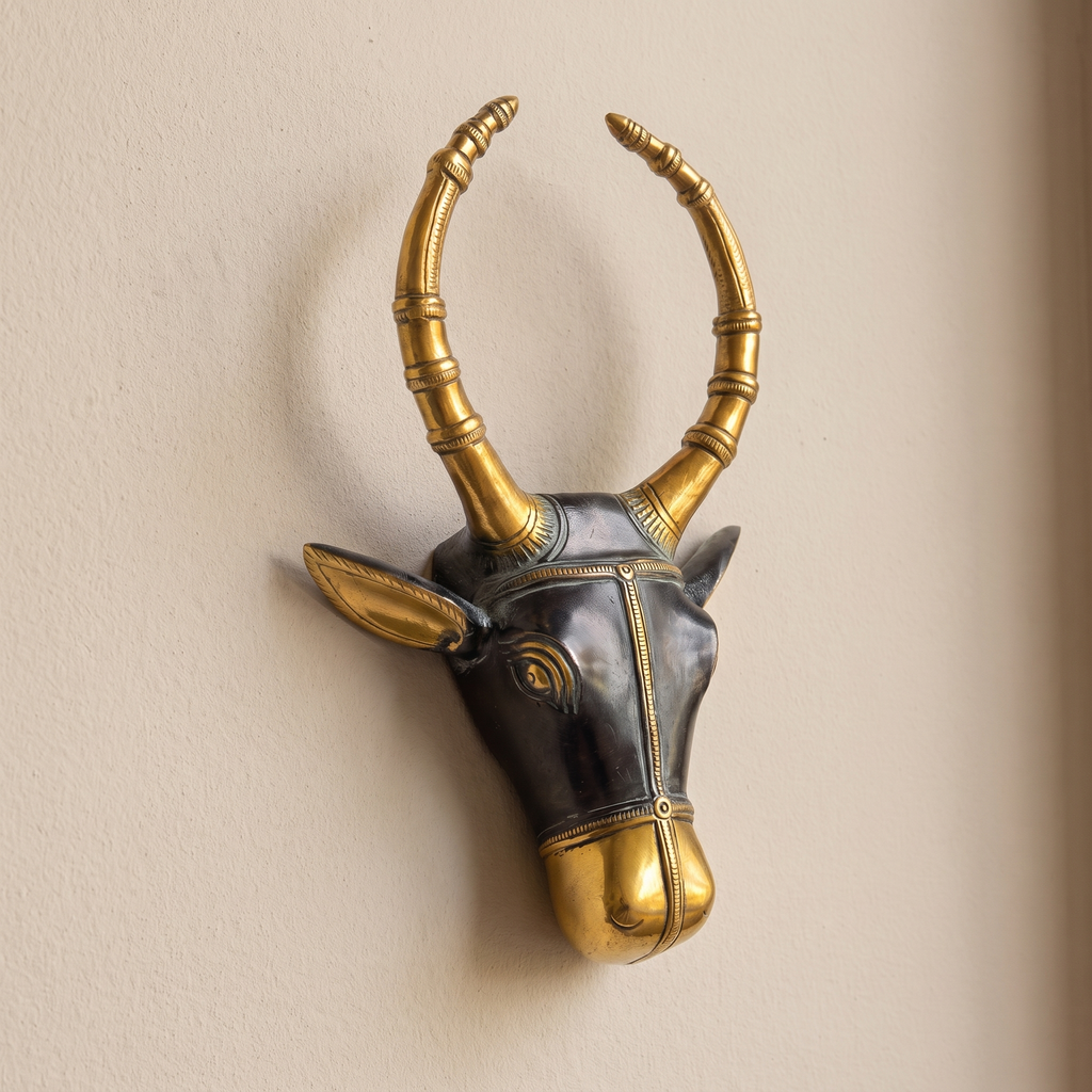 Brass Nandi Wall Decor | Black | 9.5x6x2 Inch