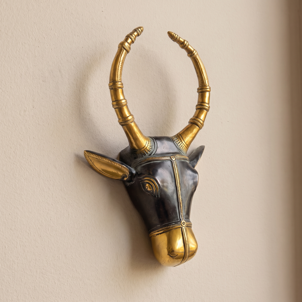 Brass Nandi Wall Decor | Black | 9.5x6x2 Inch
