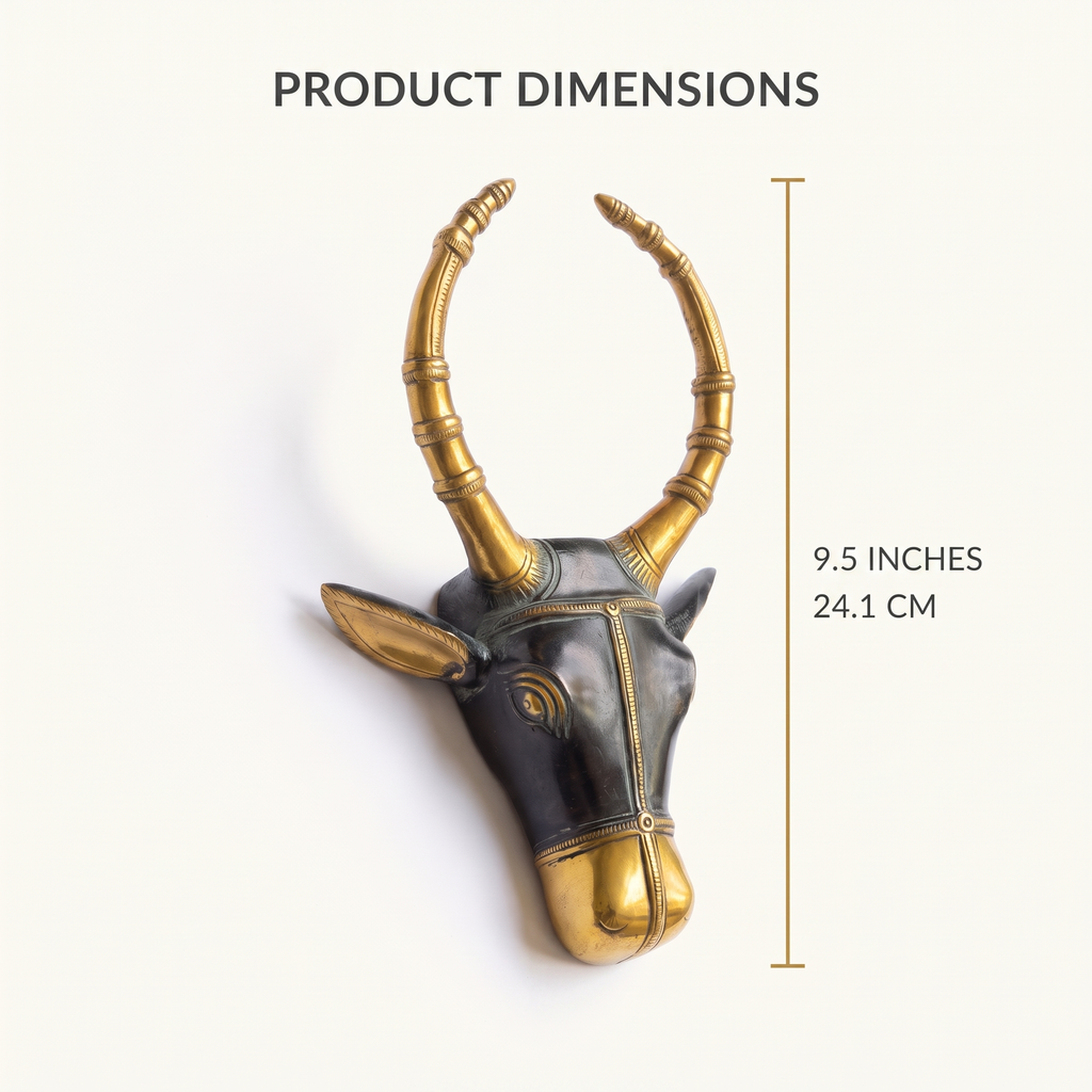 Brass Nandi Wall Decor | Black | 9.5x6x2 Inch