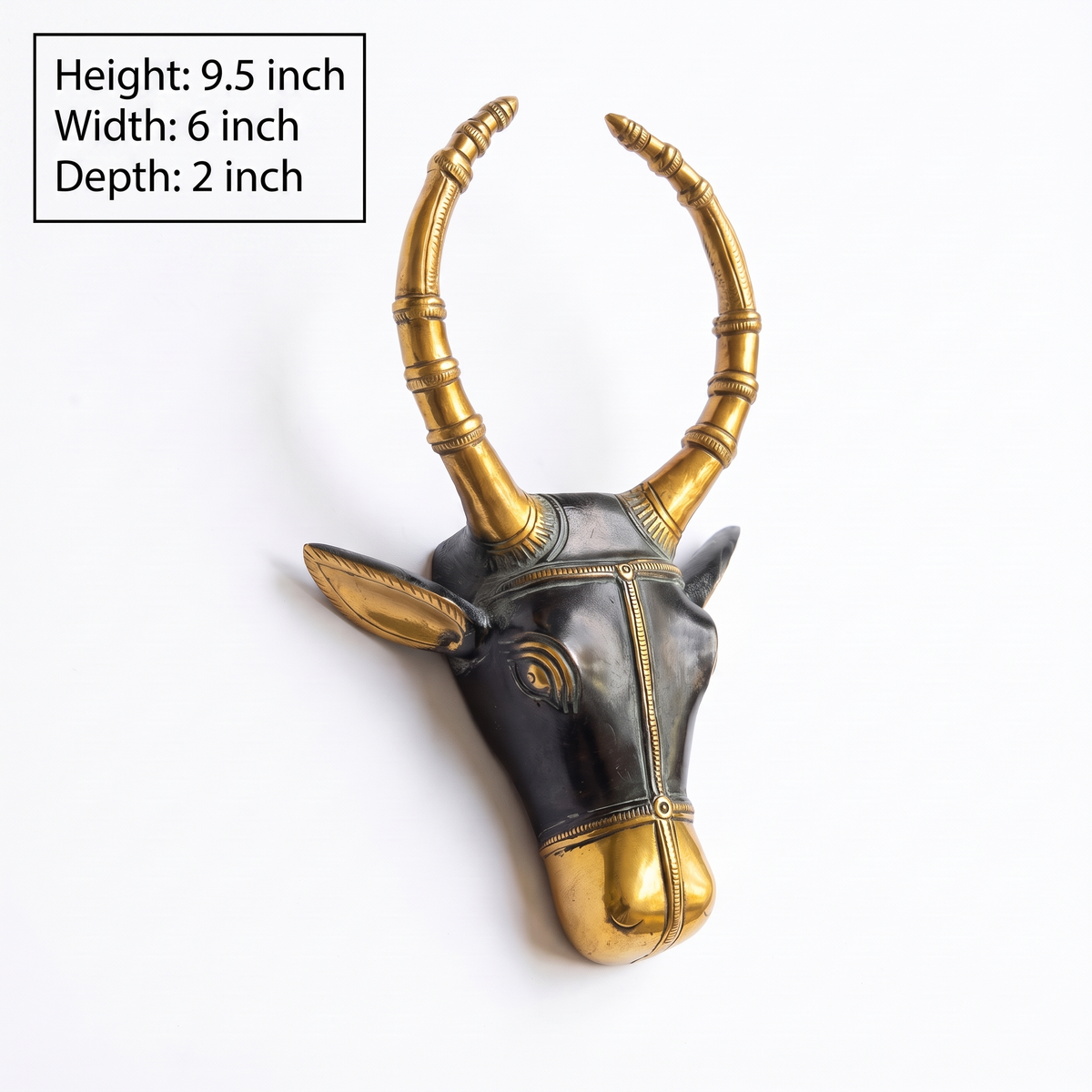 Brass Nandi Wall Decor | Black | 9.5x6x2 Inch