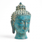 Brass Buddha Face | Turquoise Finish | 10x6x6 Inches