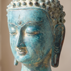 Brass Buddha Face | Turquoise Finish | 10x6x6 Inches
