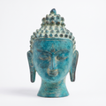 Brass Buddha Face | Turquoise Finish | 10x6x6 Inches