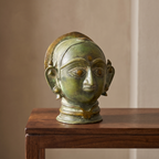 Brass Gauri Head | Green Finish | 8x7x6 Inch