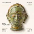 Brass Gauri Head | Green Finish | 8x7x6 Inch