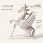 Wooden Flying Horse | Whitewash finish | 24x18x7 Inch