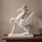 Wooden Flying Horse | Whitewash finish | 24x18x7 Inch