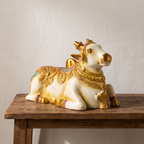Brass Nandi | White Finish | 11x7x5 Inch