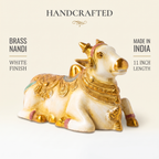 Brass Nandi | White Finish | 11x7x5 Inch