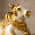 Brass Nandi | White Finish | 11x7x5 Inch