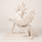 Wooden Flying Horse | Whitewash finish | 24x18x7 Inch