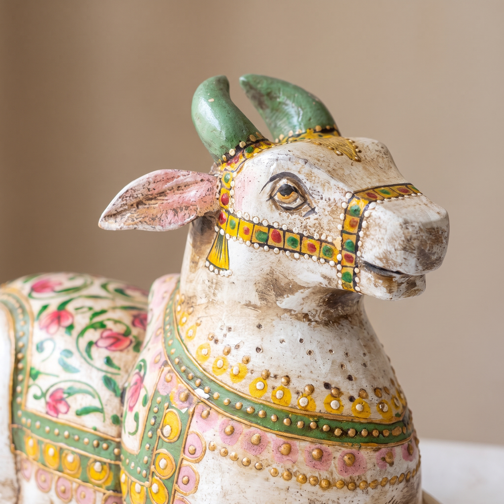 Handpainted Nandi Distress White | 9x7x3.5 inch