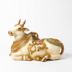 Brass Nandi | White Finish | 17x12x10 Inch (14.2kg)
