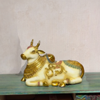 Brass Nandi | White Finish | 17x12x10 Inch (14.2kg)