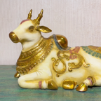 Brass Nandi | White Finish | 17x12x10 Inch (14.2kg)
