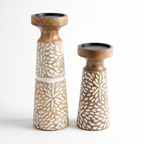 Wooden Candle Stand (Set of 2) | 12 & 9 Inches tall