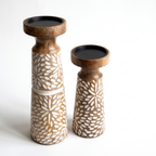 Wooden Candle Stand (Set of 2) | 12 & 9 Inches tall