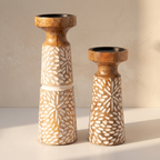 Wooden Candle Stand (Set of 2) | 12 & 9 Inches tall